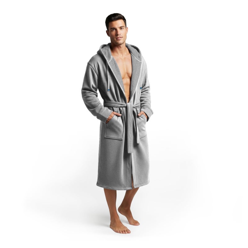 DudeRobe Mens Hooded Robe As Seen on Shark Tank SM Grey Ultimate Comfort and Style for Mens Loungewear