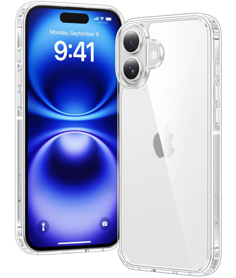 Clear Case for iPhone 16, Ultra Thin, Shockproof TPU Cover, Anti-Yellowing, Crystal Clear, Phone Case for Apple iPhone 16 - Clear