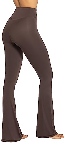 Sunzel Flare Leggings, Crossover Yoga Pants with Tummy Control, High-Waisted and Wide Leg, 32" Inseam, Seal Brown Medium - Image 3