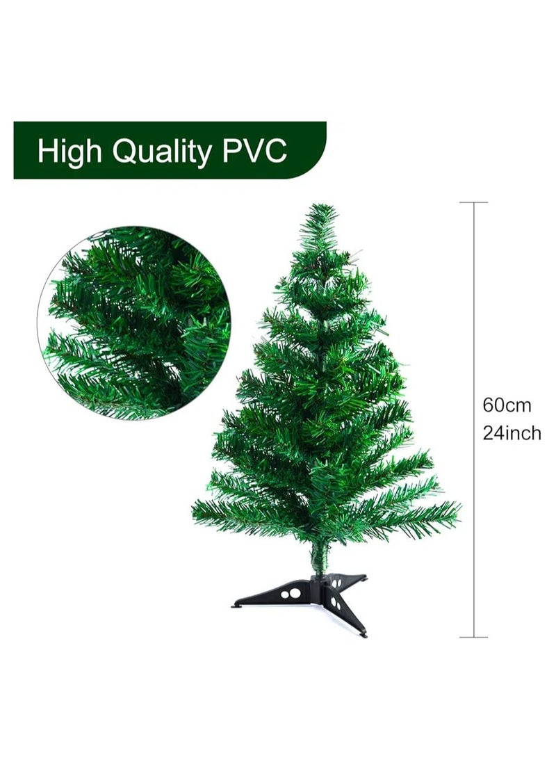Generic - KUUQA 24 inch - 60 cm Mini Christmas Village Tree Tabletop Christmas Trees and Mini Pine Trees with Artificial Holly Berry, Pinecone, Christmas Ball and Bows for Christmas Village Accessories Decoration - Image 1
