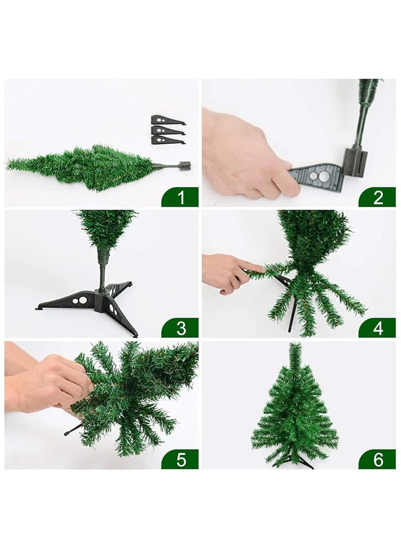 Generic - KUUQA 24 inch - 60 cm Mini Christmas Village Tree Tabletop Christmas Trees and Mini Pine Trees with Artificial Holly Berry, Pinecone, Christmas Ball and Bows for Christmas Village Accessories Decoration - Image 1