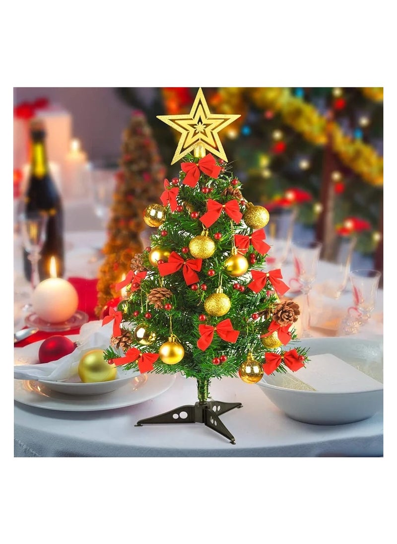 Generic - KUUQA 24 inch - 60 cm Mini Christmas Village Tree Tabletop Christmas Trees and Mini Pine Trees with Artificial Holly Berry, Pinecone, Christmas Ball and Bows for Christmas Village Accessories Decoration - Image 1