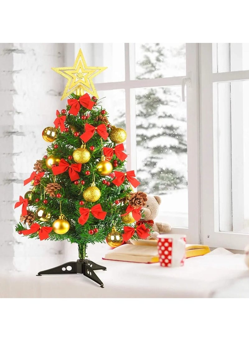 Generic - KUUQA 24 inch - 60 cm Mini Christmas Village Tree Tabletop Christmas Trees and Mini Pine Trees with Artificial Holly Berry, Pinecone, Christmas Ball and Bows for Christmas Village Accessories Decoration - Image 1