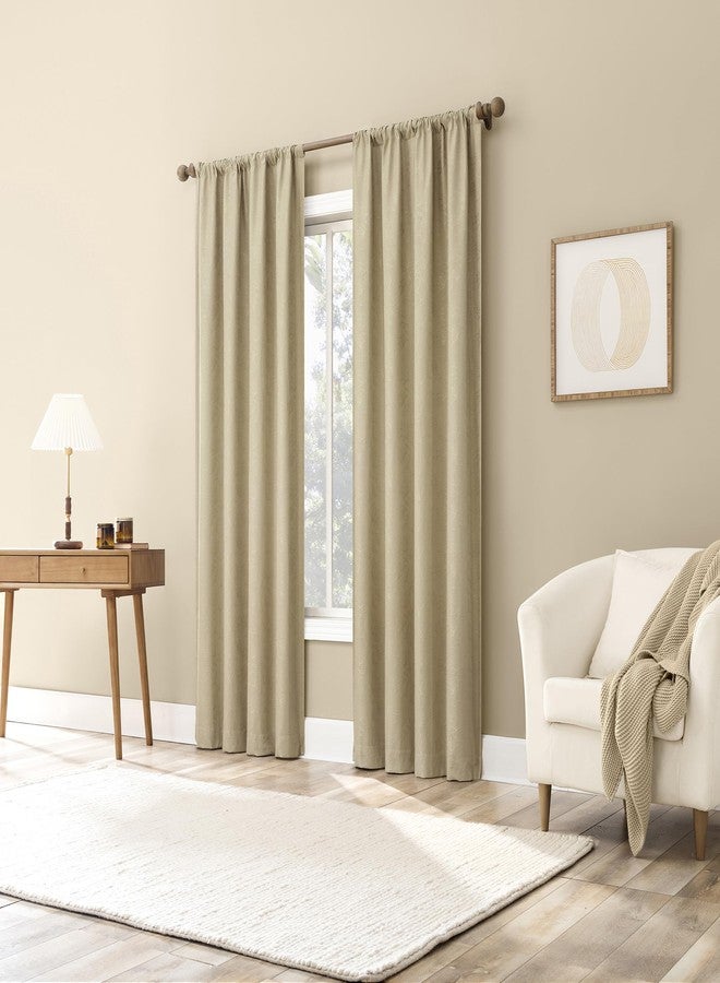 Sun Zero Beverly Floral Jacquard 100% Total Blackout Rod Pocket Curtain Panel, Taupe, 50" W x 63" L (1 Panel) - Image 5