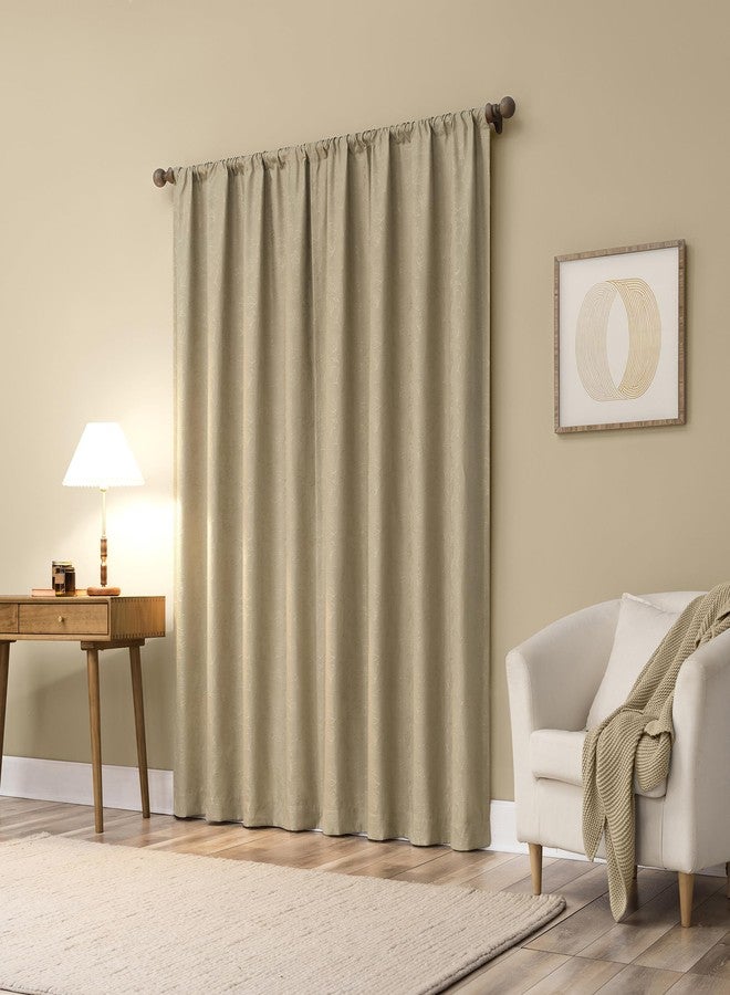 Sun Zero Beverly Floral Jacquard 100% Total Blackout Rod Pocket Curtain Panel, Taupe, 50" W x 63" L (1 Panel) - Image 2
