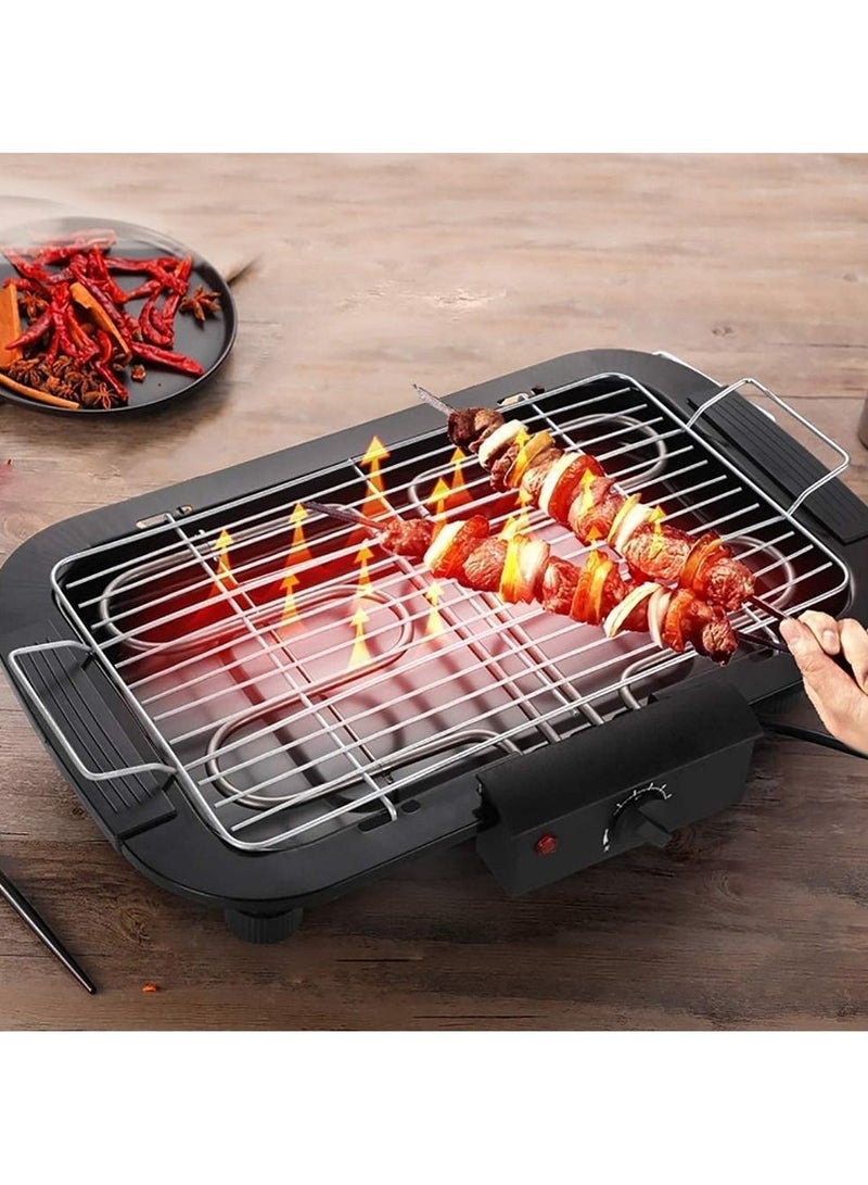 BBQ Electric Grill Portable Tabletop Grill Kitchen BBQ Grills Adjustable Temperature Control,Removable Water Filled Drip Tray, 2000W,Black - Image 1