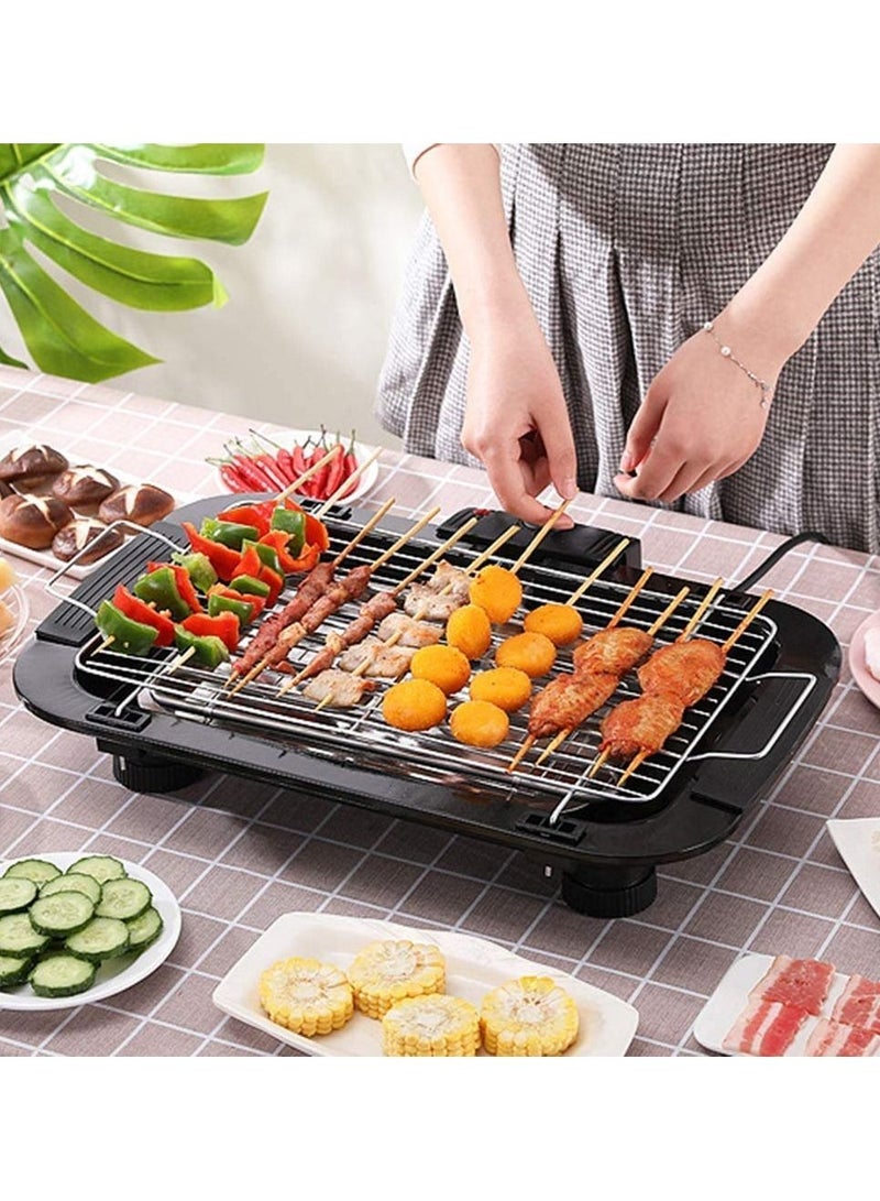 BBQ Electric Grill Portable Tabletop Grill Kitchen BBQ Grills Adjustable Temperature Control,Removable Water Filled Drip Tray, 2000W,Black - Image 3