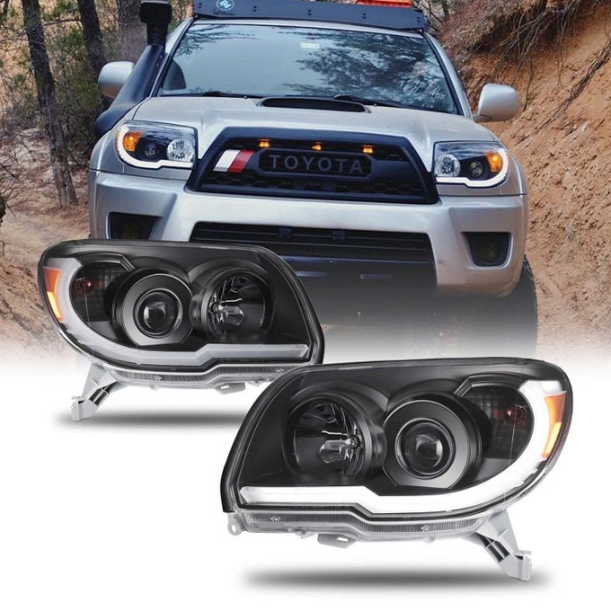 For 2006 2007 2008 2009 Toyota 4Runner Led Drl Projector Black Headlights Lamps Pair