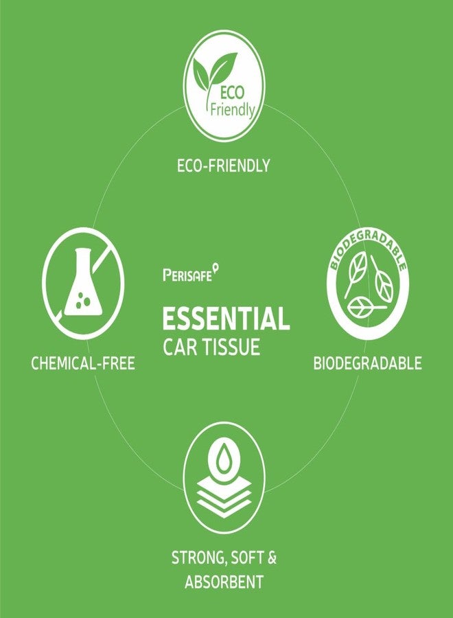 Perisafe Essential Car Tissues Pack of 5 (50 pulls 2 ply-250 pulls) | Fits in All Type of Car Cup Holder| Easily Accessible |Soft, Eco Friendly & Chemical Free |1 Canister of 50 pulls + 4 Refill - Image 5