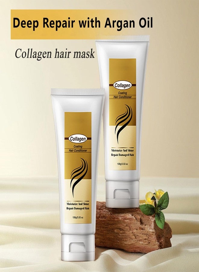 Grospe Collagen Hair Mask - Protein Hair Treatment with Argan Oil for Dry & Damaged Hair, Intensive Conditioning Mask for All Hair Types, 3.5oz - Image 2