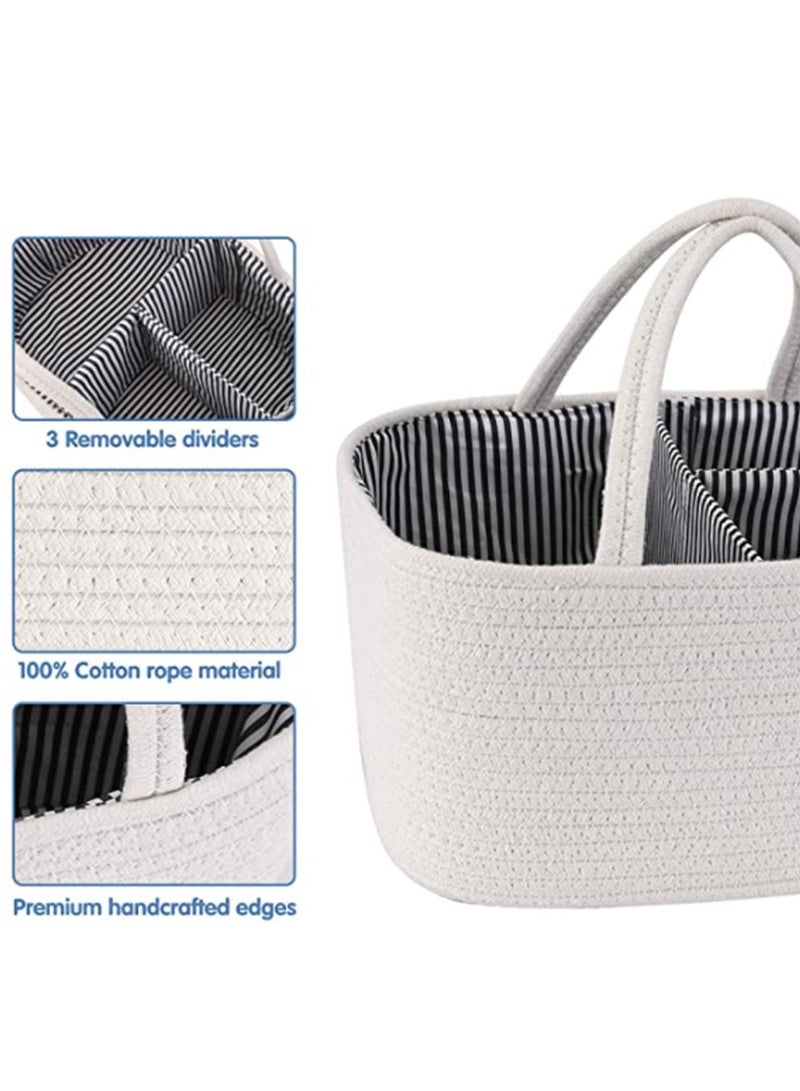 Bumble & Bird Bumble & Bird - Cotton Rope Diaper Caddy - White  - Image 4
