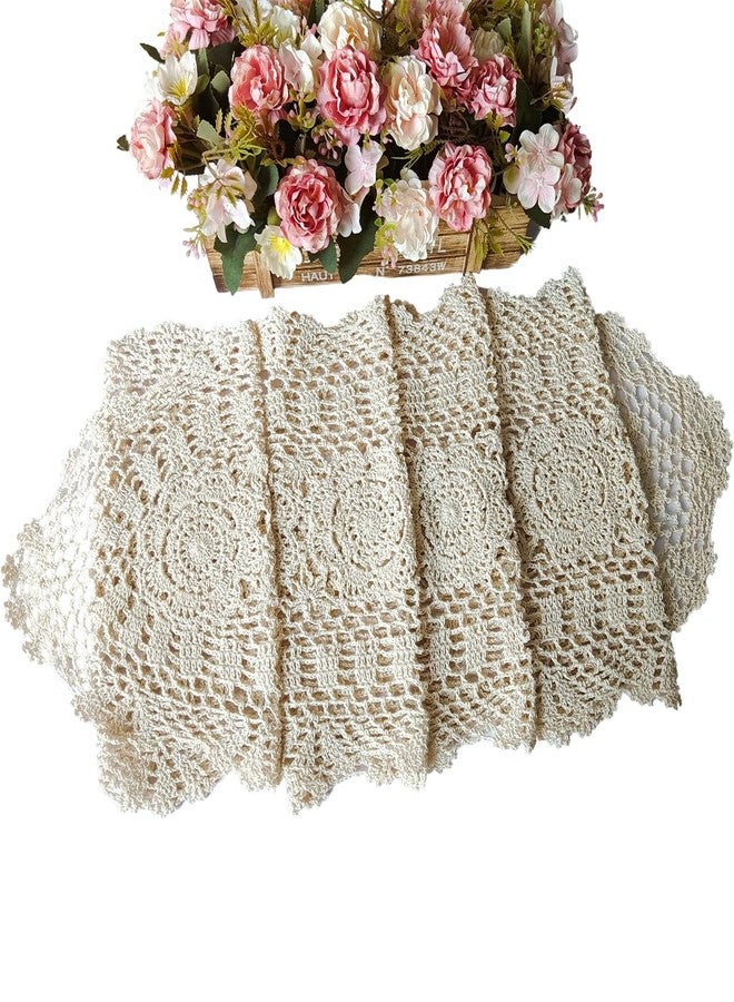 Phantomon Oval Lace Table Runner Doilies Floral Table Scarf Furniture Cloth Cover Handmade Crochet Placemats 100% Cotton - Image 4