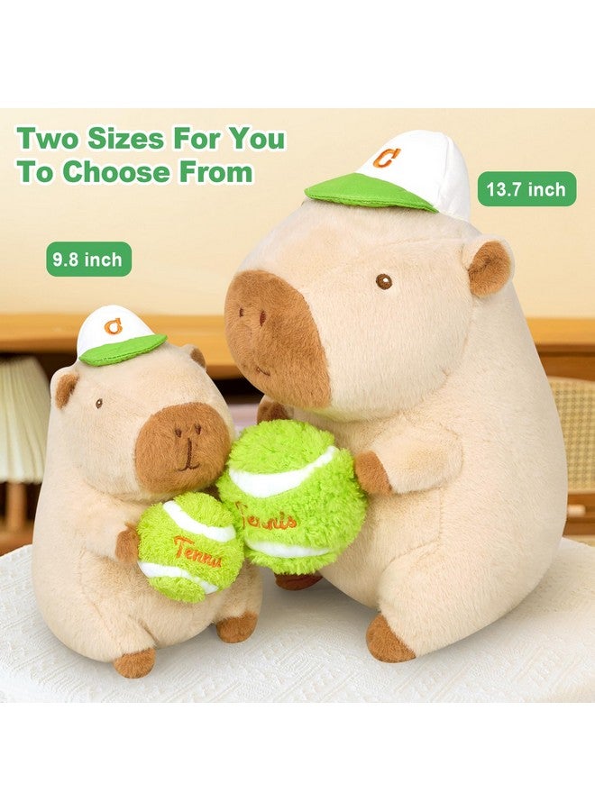 Ditucu Cute Tennis Capybara Plush Sports Pulling Stuffed Animal Capibara Plushies Toys Gifts for Kids Beige 9.8 inch - Image 3