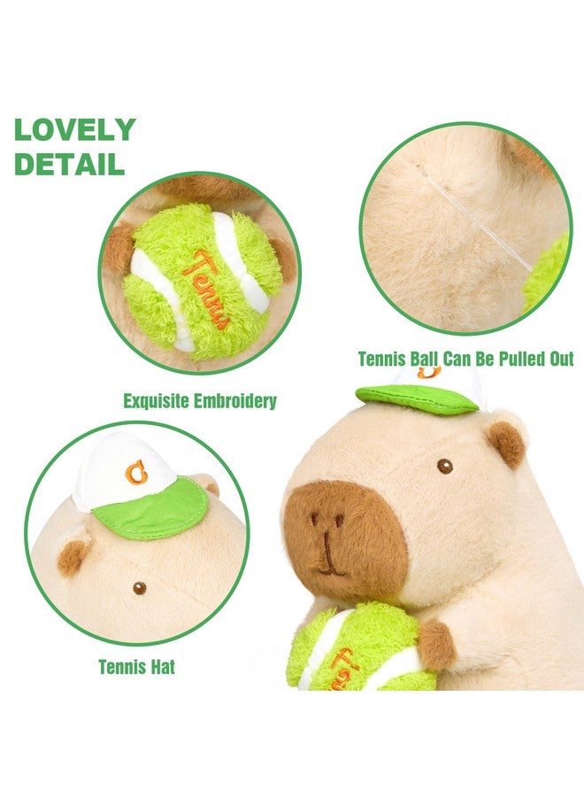 Ditucu Cute Tennis Capybara Plush Sports Pulling Stuffed Animal Capibara Plushies Toys Gifts for Kids Beige 9.8 inch - Image 4