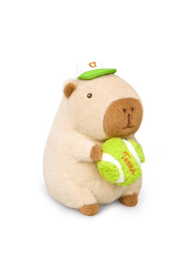 Ditucu Cute Tennis Capybara Plush Sports Pulling Stuffed Animal Capibara Plushies Toys Gifts for Kids Beige 9.8 inch - Image 1