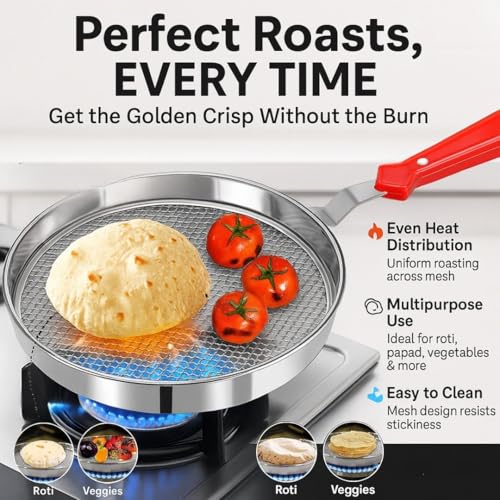 ANSHEZ Phulka Grill for Gas Stove | Jali for Kitchen Cooking | Papad, Chapati, Tandoor & Brinjal Roaster - Pack of 1 - Image 2