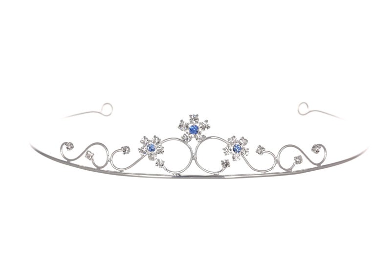 Princess Bridesmaid Flower Girl Rhinestone Crystal Tiara (Blue Crystals Silver Plated) T460