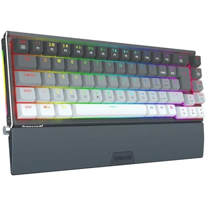 REDRAGON MECHANIC GAMER SHACO RGB SWITCH BROWN KEYBOARD K641G-GW-RGB BLACK AND GREY - Image 1