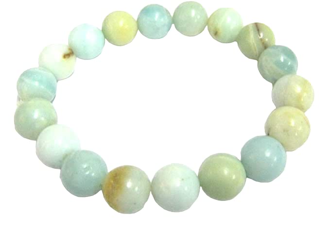 CRYSTALMIRACLE AMAZONITE ROUND BEADED BRACELET JEWELRY FASHION ACCESSORY GEMSTONE - Image 1
