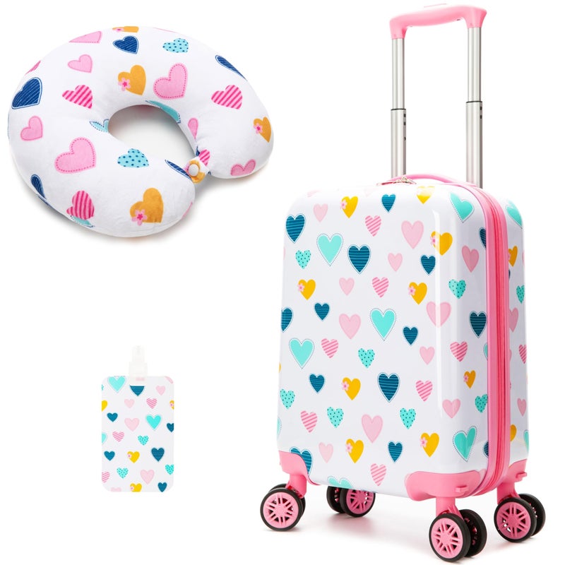 Inprof Kids Luggage with Spinner Wheels Carry on Suitcases for Girls 2 Piece Luggage Sets 16" Toddler Suitcase for Kids Rolling Suitcase Airline Approved (Purple Butterfly)