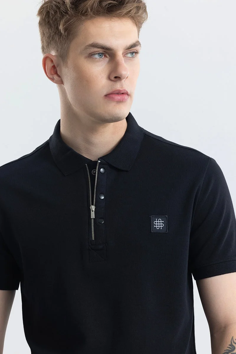 سنيتش Manuela Black Plain Polo T-Shirt