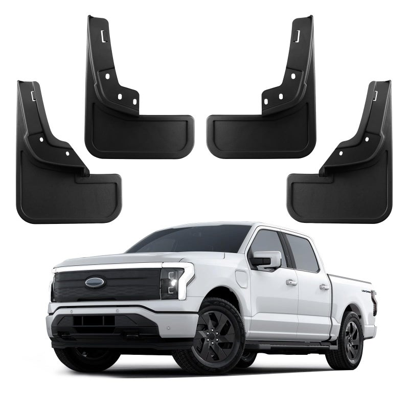 Ecarzo Mud Flaps for F150 Lightning Accessories 2022 2023 2024 2025 All Weather Mud Splash Guards No Drilling Required Mudflap Front Rear 4pc Set