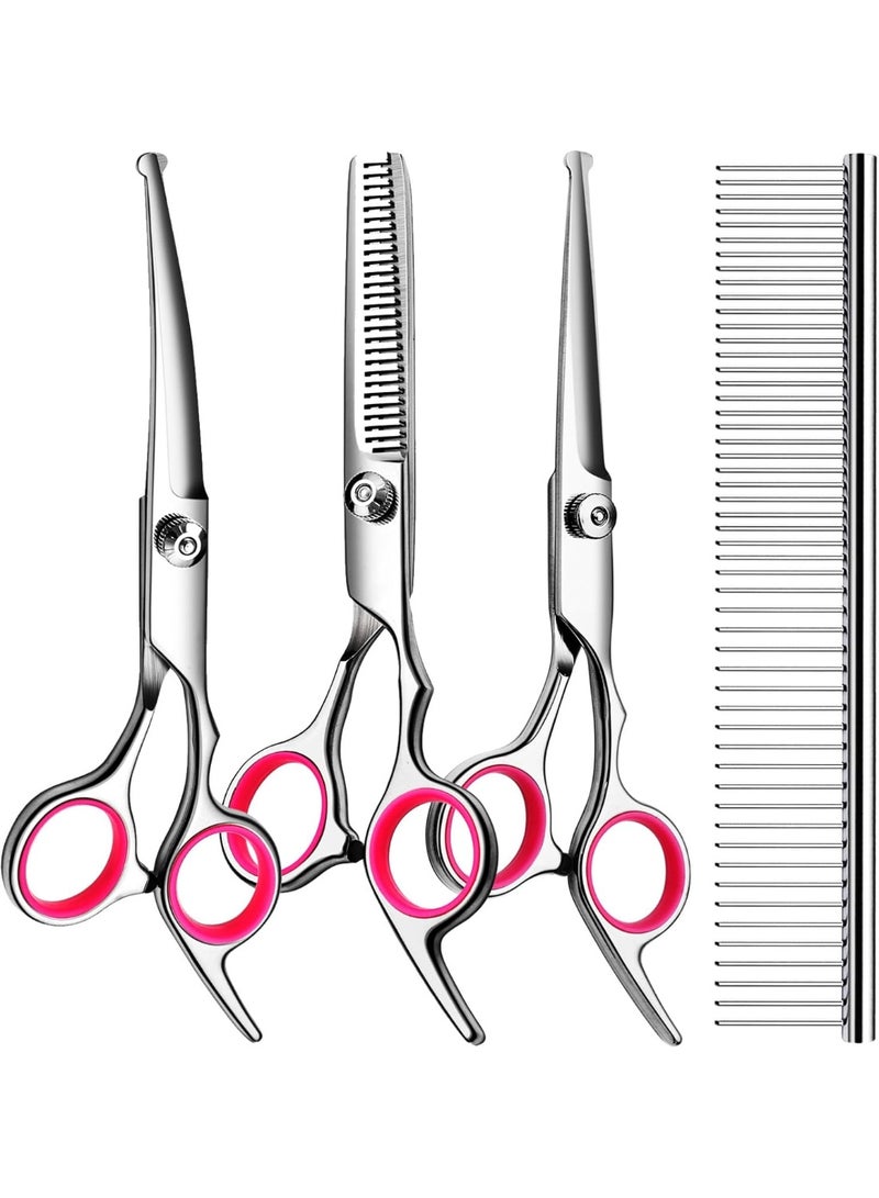Guintray-bo Dog Grooming Scissors Set with Safety Round Tips, Sharp and Durable Titanium Coated Professional Grooming Kit for Dogs and Cats - Image 1