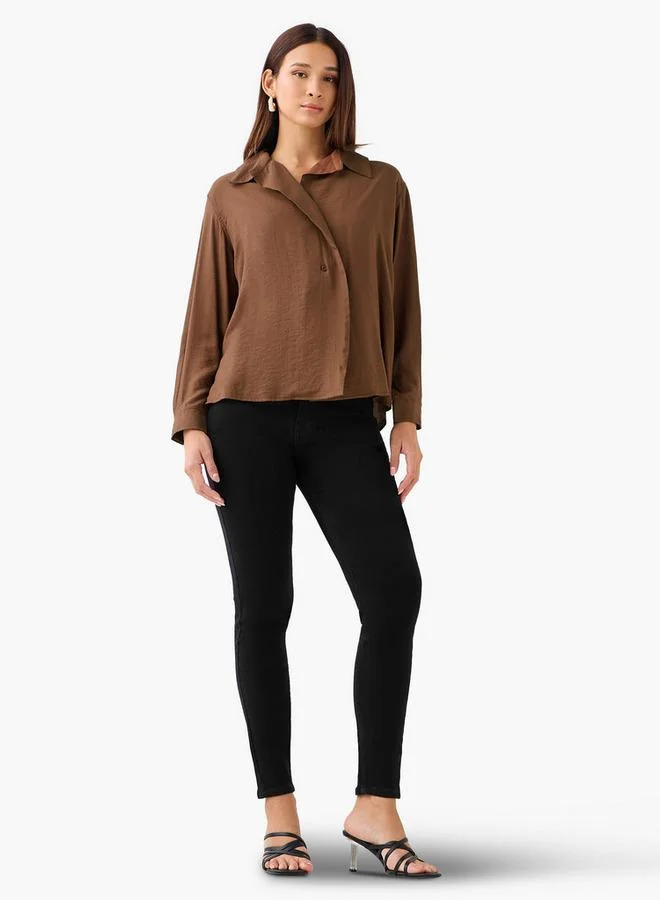 سبلاش فيڤ Regular Fit Viscose Top with Button Detail