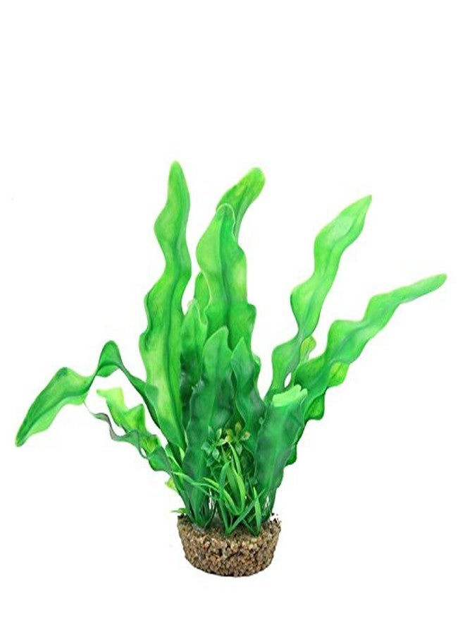 CNZ Aquarium Decoration Ornament Artificial Plastic Jave Fern Green 9-inch with Gravel Base - Image 2