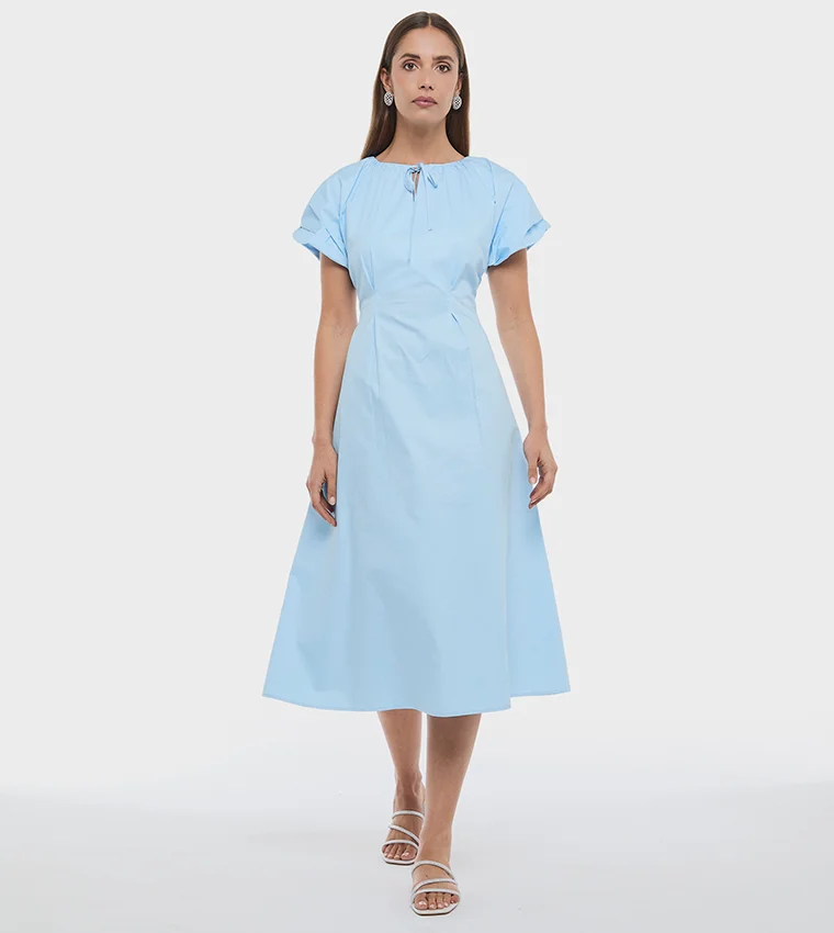 بي سي بي جي BCBG BALLON SLEEVE POPLIN DRESS