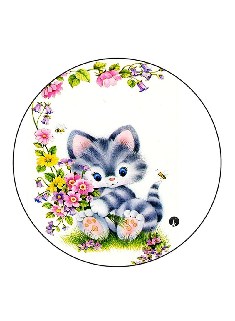 RKN Cat Printed Fridge Magnet Round  Multicolour - Image 2