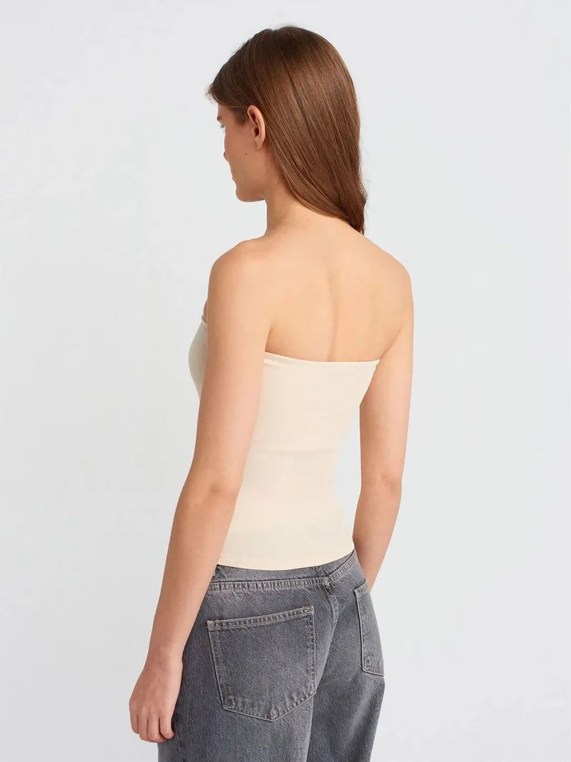 Dilvin DILVIN Strapless Bodycon Bandeau Blouse