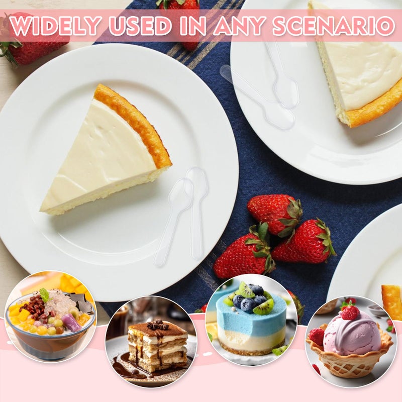 XJMWXHFC 500Pcs Mini Spoons for Desserts  XJMWXHFC Clear Plastic Spoons  Disposable Clear Tasting Spoons  Small Dessert Spoons for Jelly Pudding Yogurt Ice Cream Desert Cake Appetizer (3 Inch) - Image 5