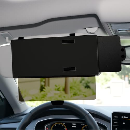 Rebvugr Polarized Sun Visor Extender Car Sun Blocker with PC Lens and Side Sunshade Portable Auto Sun Visor UV Protection AntiGlare Auto Visor for Safe Driving Fit for Most Cars Black - Image 1