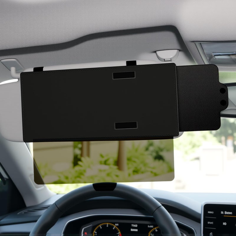 Rebvugr Polarized Sun Visor Extender Car Sun Blocker with PC Lens and Side Sunshade Portable Auto Sun Visor UV Protection AntiGlare Auto Visor for Safe Driving Fit for Most Cars Black - Image 3