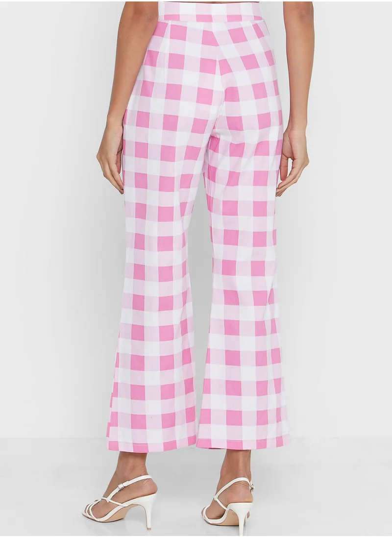 Neon Rose Printed Wide Leg Pants