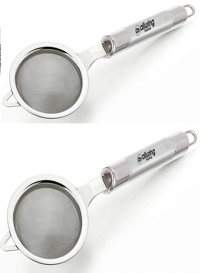 Alluring Homz Stainless Steel Tea Strainer Medium Conical Cone Mesh Strainer for Cocktails Coffee Juice Tea,Healthy & Easy Clean,Long Handle & Hanging Loop(25 cm Length x 9 cm Dia)(Set of 2, Silver) - Image 1