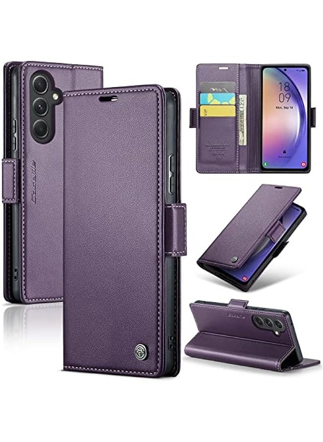 Generic - Samsung Galaxy A34 RFID Blocking Wallet Case - Purple - Image 1