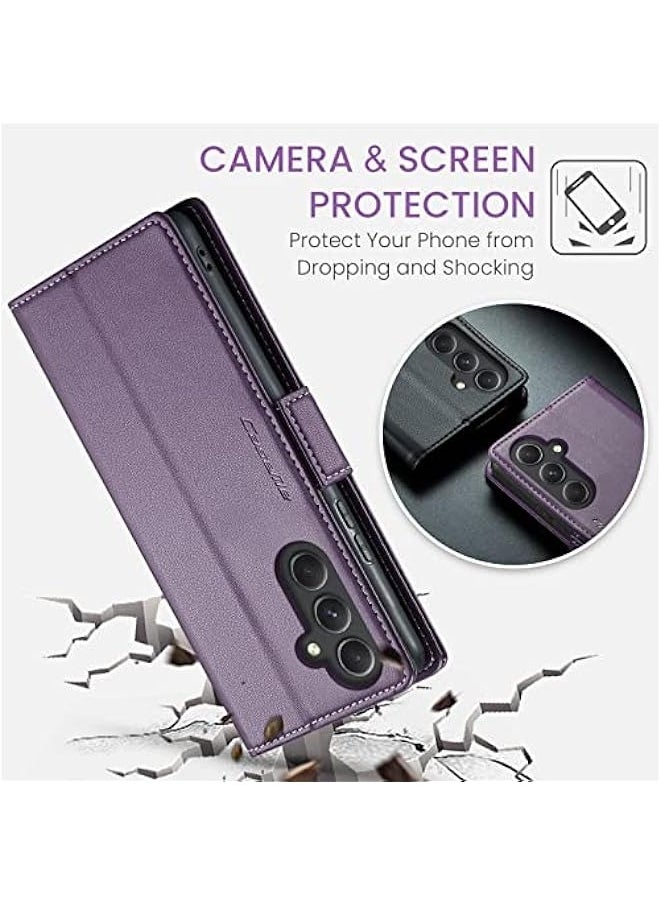 Generic - Samsung Galaxy A34 RFID Blocking Wallet Case - Purple - Image 1
