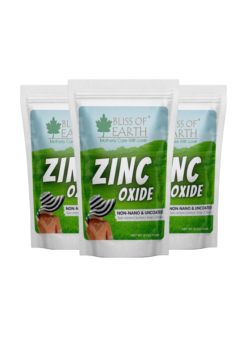 BLISS OF EARTH Bliss of Earth 4 oz Zinc Oxide Powder Non Nano & Uncoated for Skin Face, Cosmetic & DIY Product 113Gm Pack of 3 - Image 1