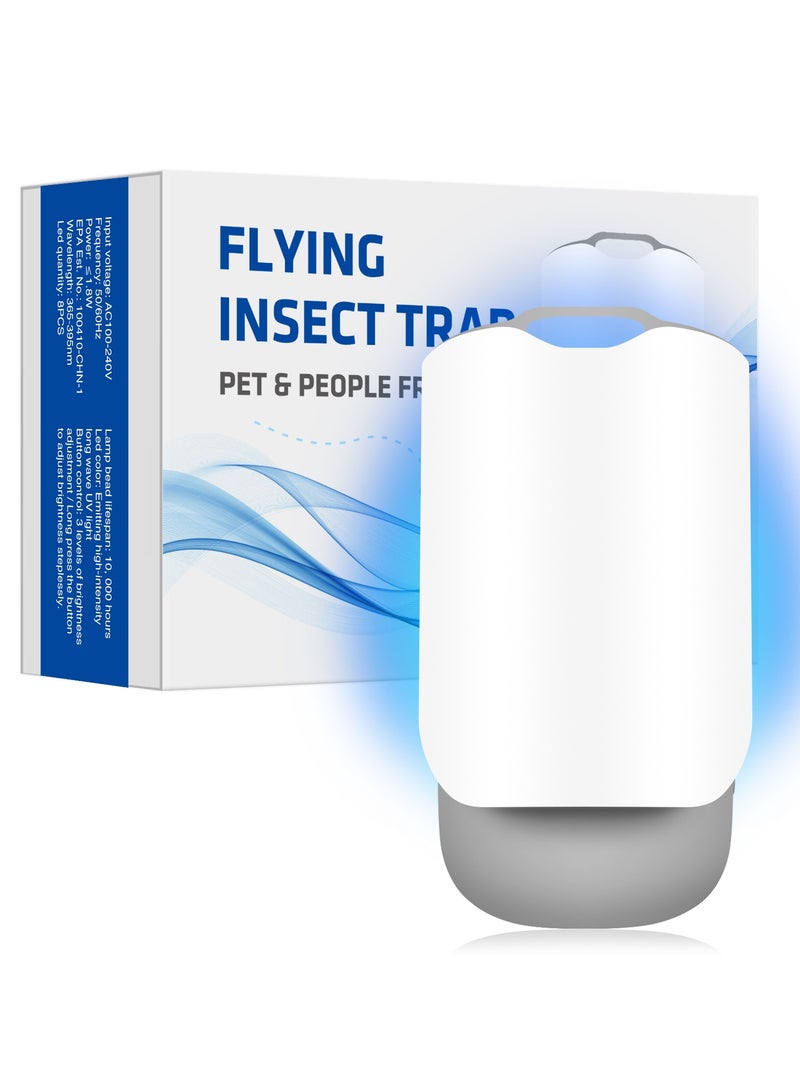 ABJ Plug-in Flying Insect Trap – Fruit Fly, Gnat, Moth & Mosquito Catcher with UV Night Light, Silent Operation, Easy to Use – Includes 1 Device + 5 Sticky Refills – Ideal for Home, Kitchen, Bedroom - Image 1