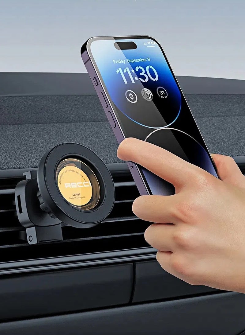 ريتشي حامل هاتف مغناطيسي فائق الثبات لحامل الهاتف المغناطيسي للسيارة Magsafe للسيارة بزاوية 360 درجة قابل للدوران 360 درجة قابل للتدوير في السيارة حامل هاتف مغناطيسي فائق الثبات للسيارة مغناطيس قوي، تشغيل بيد واحدة متوافق مع هاتف آيفون 16 15 15 14 13 12 سلسلة سامسونج S24 S23 حافظة MagSafe - Image 1