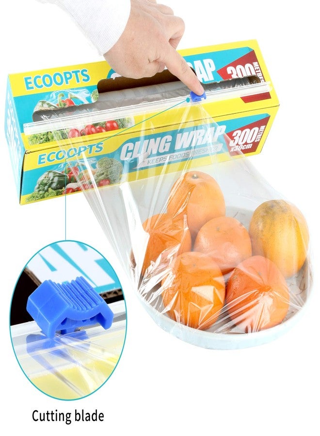 ECOOPTS Cling Wrap Plastic Food Wrap with Slide Cutter and BPA Free Plastic Wrap 12IN×1000FT - Image 2