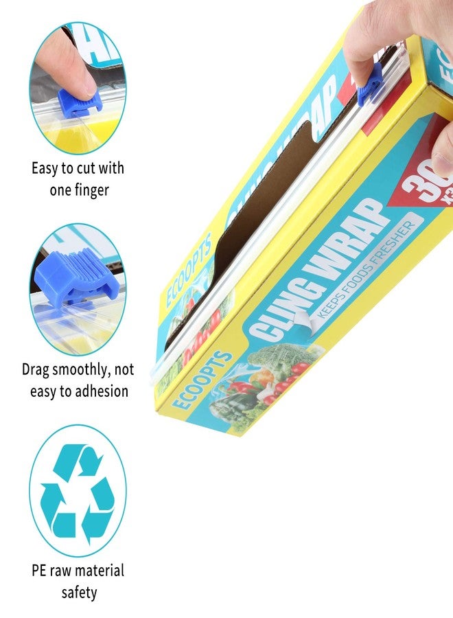 ECOOPTS Cling Wrap Plastic Food Wrap with Slide Cutter and BPA Free Plastic Wrap 12IN×1000FT - Image 3