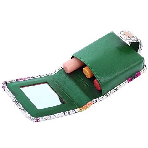 kilofly Genuine Leather Double Lipstick Case Cosmetic Makeup Holder + Gift Box - Image 4