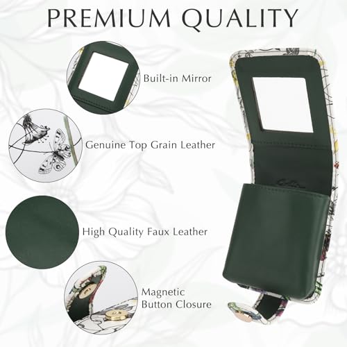 kilofly Genuine Leather Double Lipstick Case Cosmetic Makeup Holder + Gift Box - Image 2