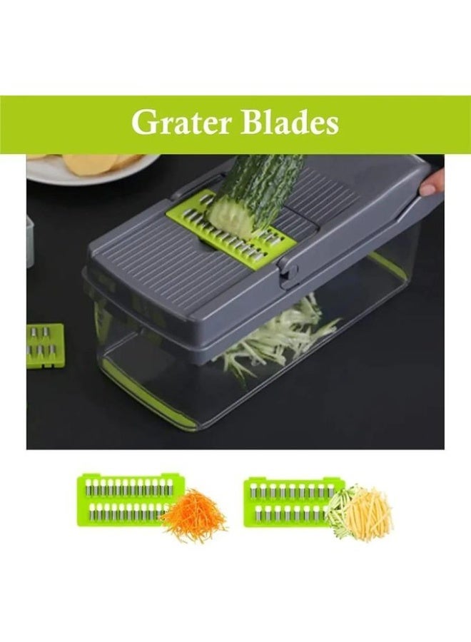 16 in 1 Multifunctional Professional Onion Vegetable Chopper, Kitchen Vegetable Cutter with 8 Blades, Carrot Garlic Cutter with Container - Image 3
