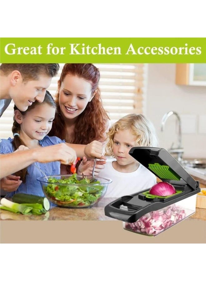 16 in 1 Multifunctional Professional Onion Vegetable Chopper, Kitchen Vegetable Cutter with 8 Blades, Carrot Garlic Cutter with Container - Image 2