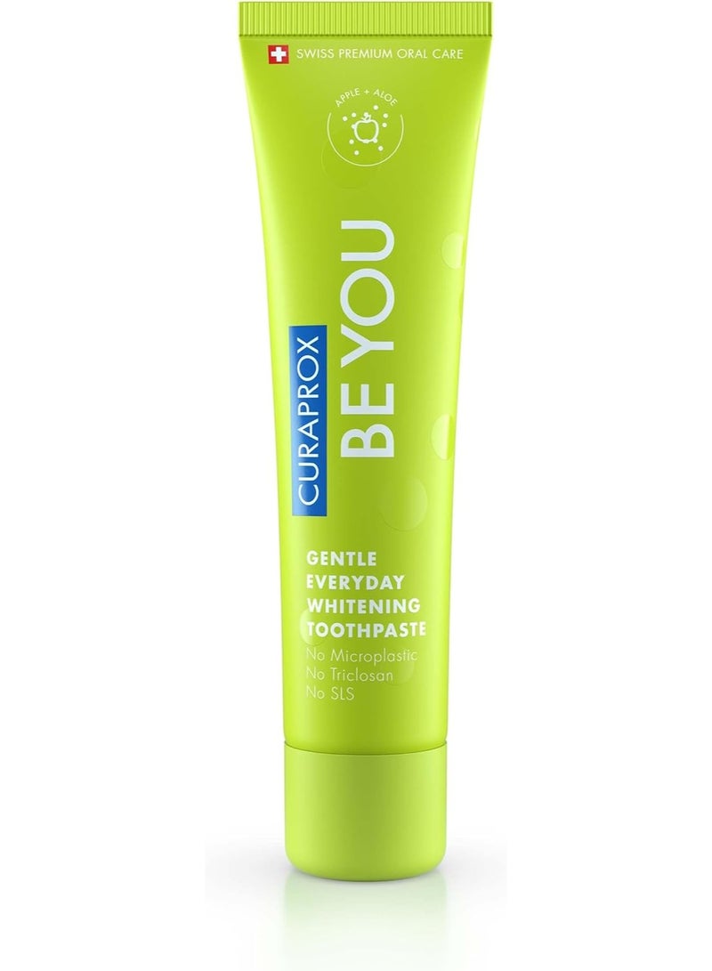 Curaprox Be You Apple & Green Aloe Vera Toothpaste 60ml - Gentle Whitening Toothpaste for Daily Use - Image 1