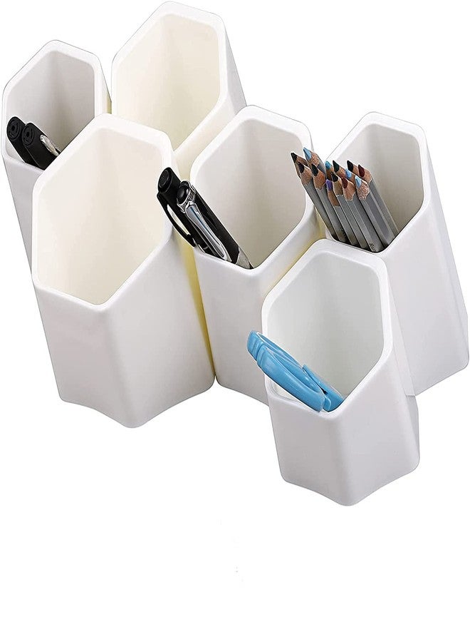 BTSKY Hexagonal Creative Pen Holder, Pen Container, Brush Pot, Combination Desktop Storage Organizer, Creative Hanging Planter Holder Multifunctional Wall-Mounted(White) - Image 1
